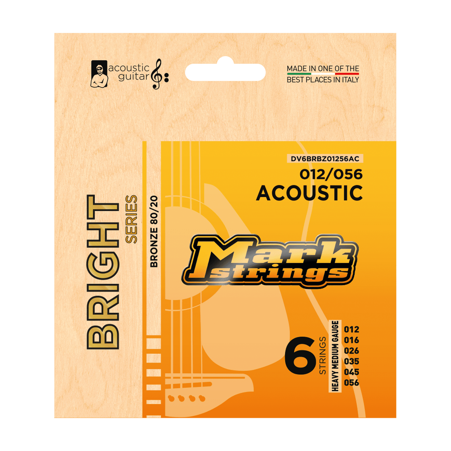 BRIGHT SERIES ACOUSTIC GUITAR 80/20 BRONZE 12/56
