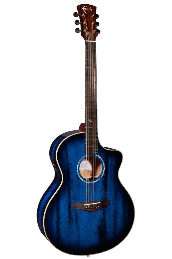 Faith "Blue Moon" Baby Jumbo Acoustic/ Electric Guitar w/Case - Figured Java Mango