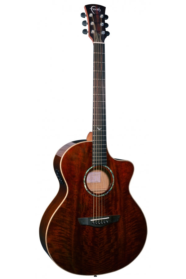 Faith "Exotic" Baby Jumbo Acoustic/Electric Guitar w/Case - Dark Natural Gold