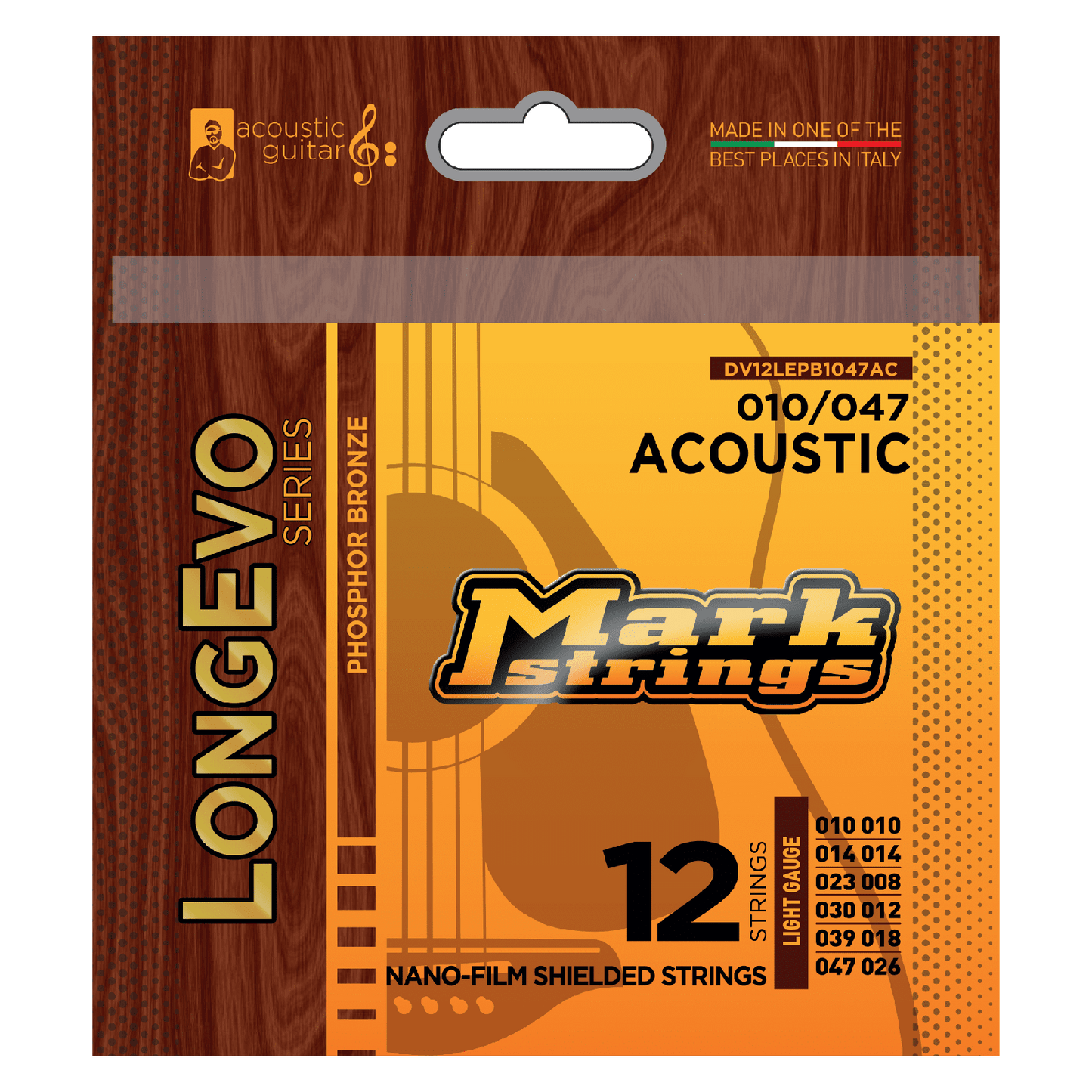 LONGEVO 12 ST ACOUSTIC PHOSPHOR BRONZE NANO-FILM SHIELDED 10/47