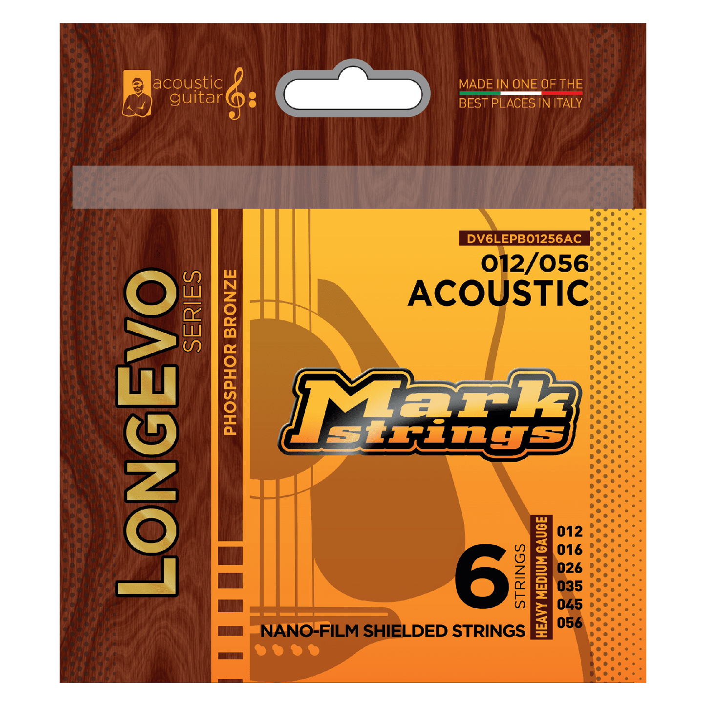 LONGEVO ACOUSTIC PHOSPHOR BRONZE NANO-FILM SHIELDED 12/56
