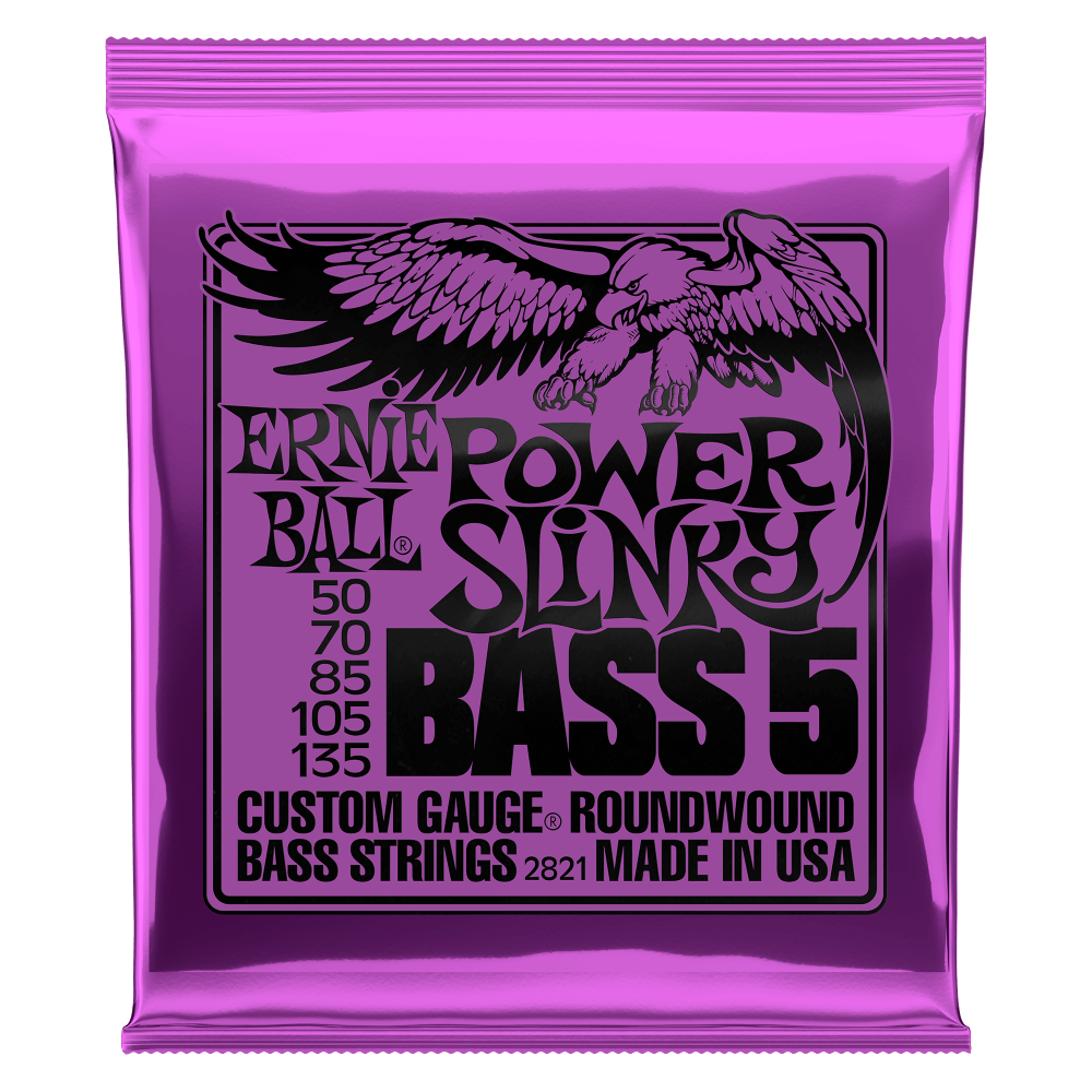 Ernie Ball Power Slinky 5-String Nickel Wound Electric Bass Strings, 50-130 Gauge