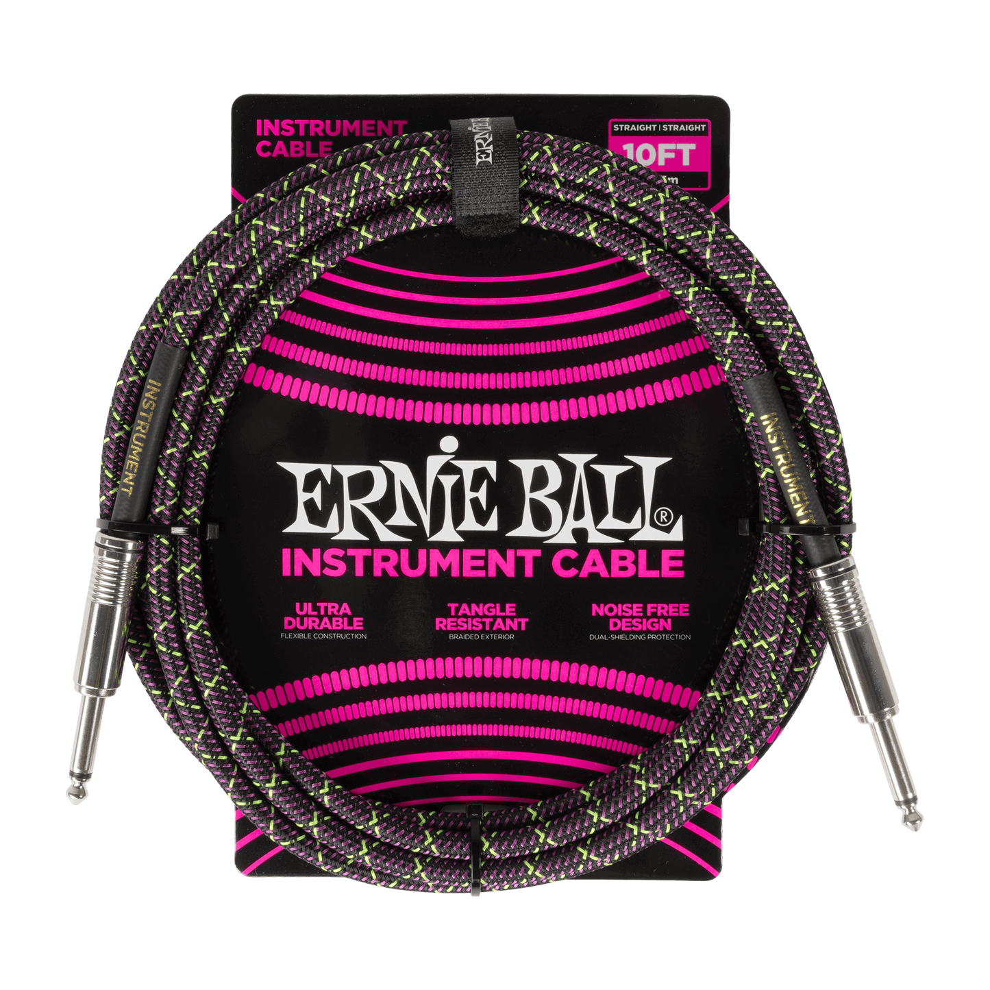 Ernie Ball 10ft Braided Straight / Straight Instrument Cable - (Purple Python)