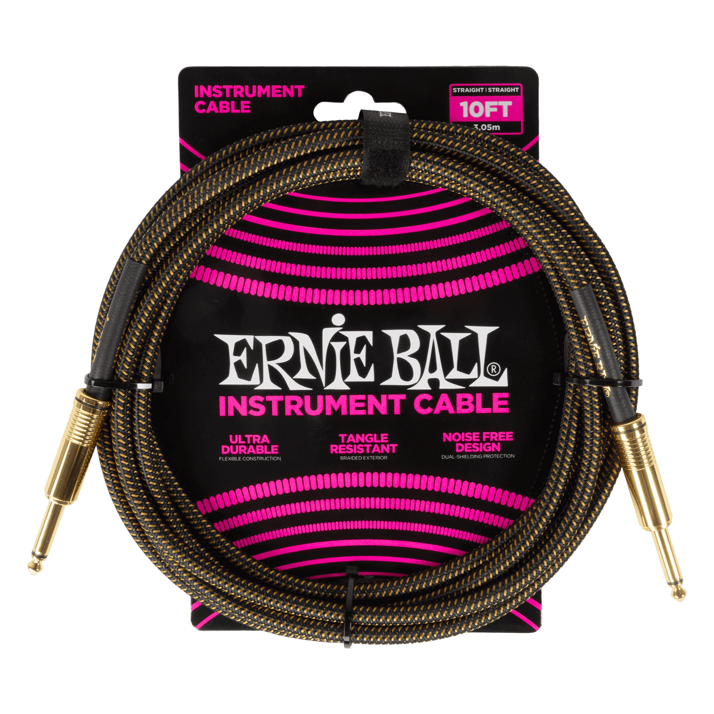 Ernie Ball 10ft Braided Straight / Straight Instrument Cable - (Pay Dirt)
