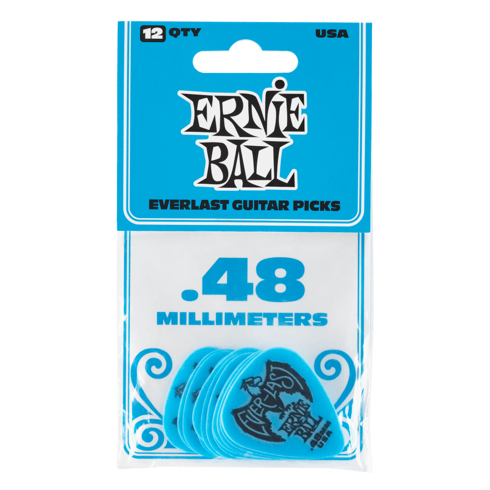 Ernie Ball 0.48 mm Everlast Picks 12 Pack - Blue