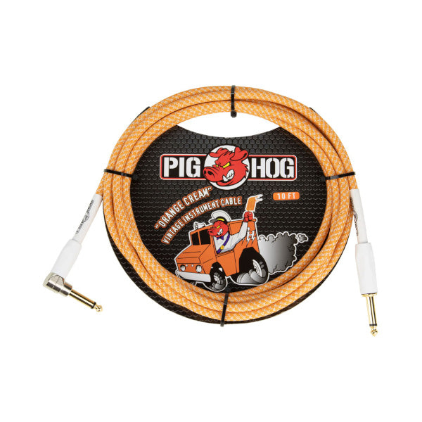 Pig Hog Orange Créme 2.0 Instrument Cable, 10ft Right Angle
