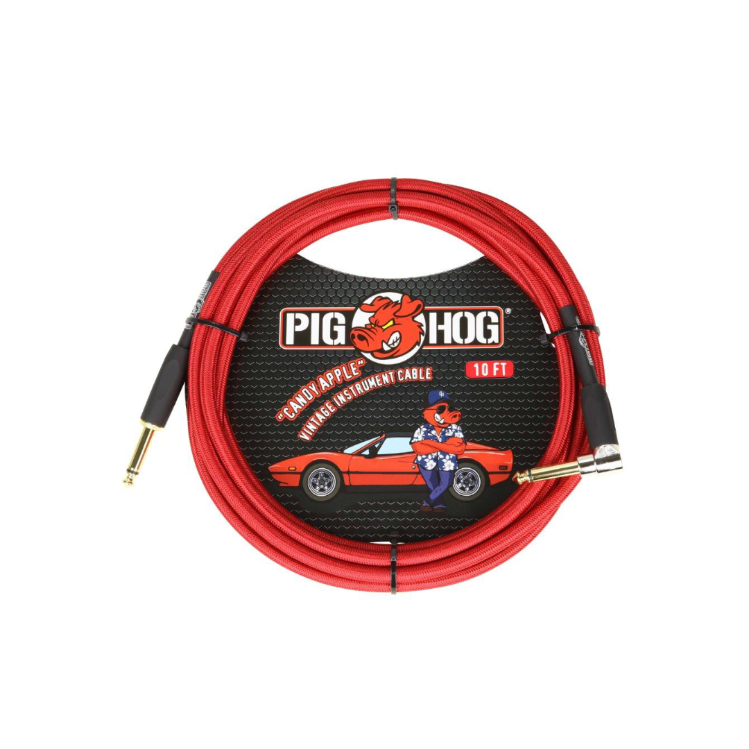 Pig Hog "Candy Apple Red" Instrument Cable, 10ft Right angle