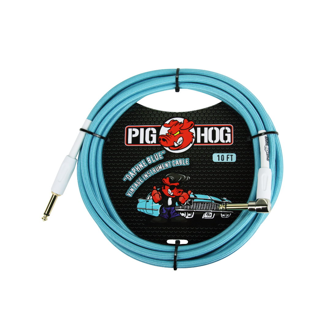 Pig Hog "Daphne Blue" Instrument Cable, 10ft. Right Angle