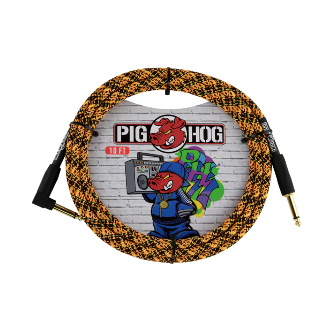 Pig Hog "Graffiti Orange" Instrument Cable, 10ft RA