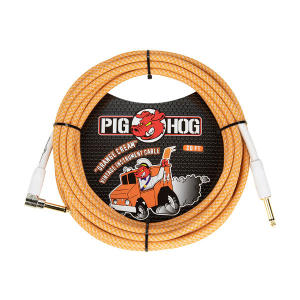 Pig Hog Orange Créme 2.0 Instrument Cable, 20ft Right Angle
