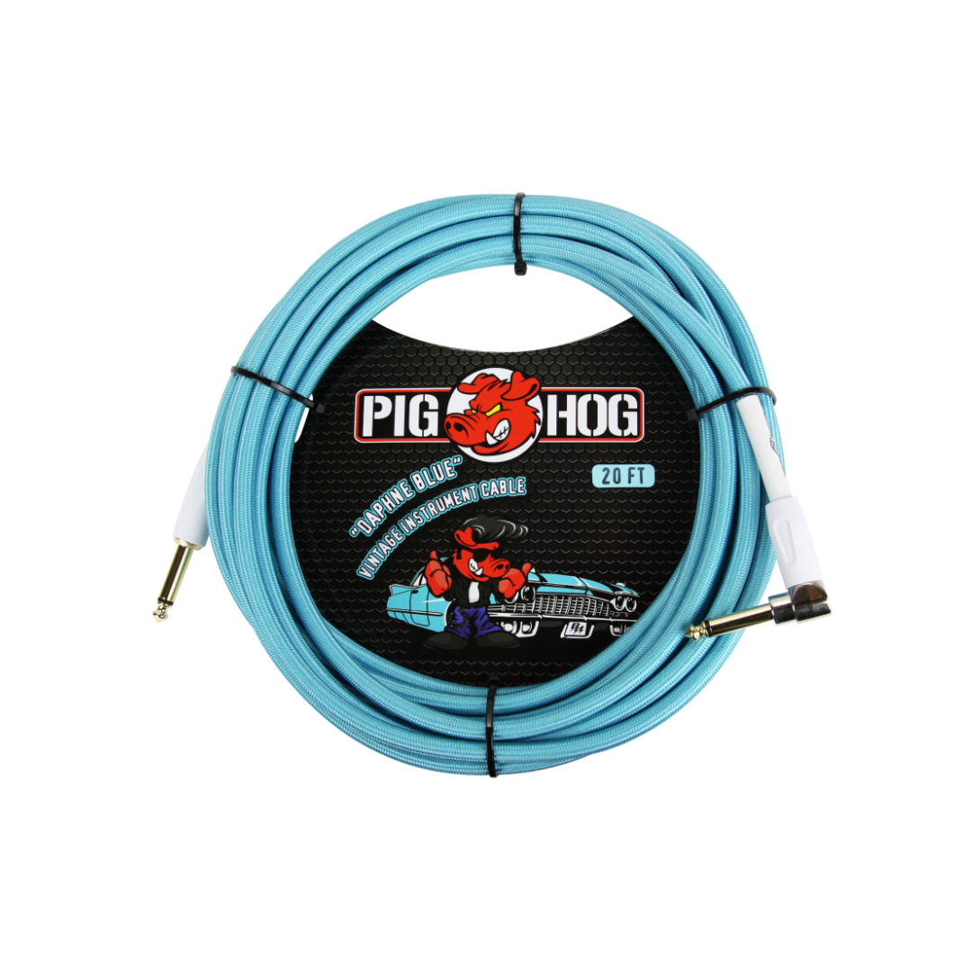 Pig Hog "Daphne Blue" Instrument Cable, 20ft. Right Angle