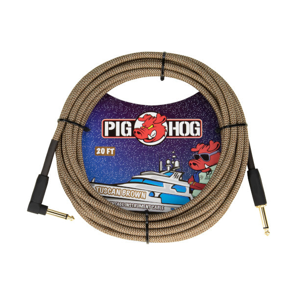 Pig Hog "Tuscan Brown" Instrument Cable, 20ft, Right Angle