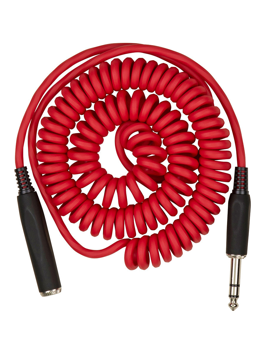 Hex Series Coiled Headphone Extension Cable, 1/4" - 25ft - Candy Apple Red