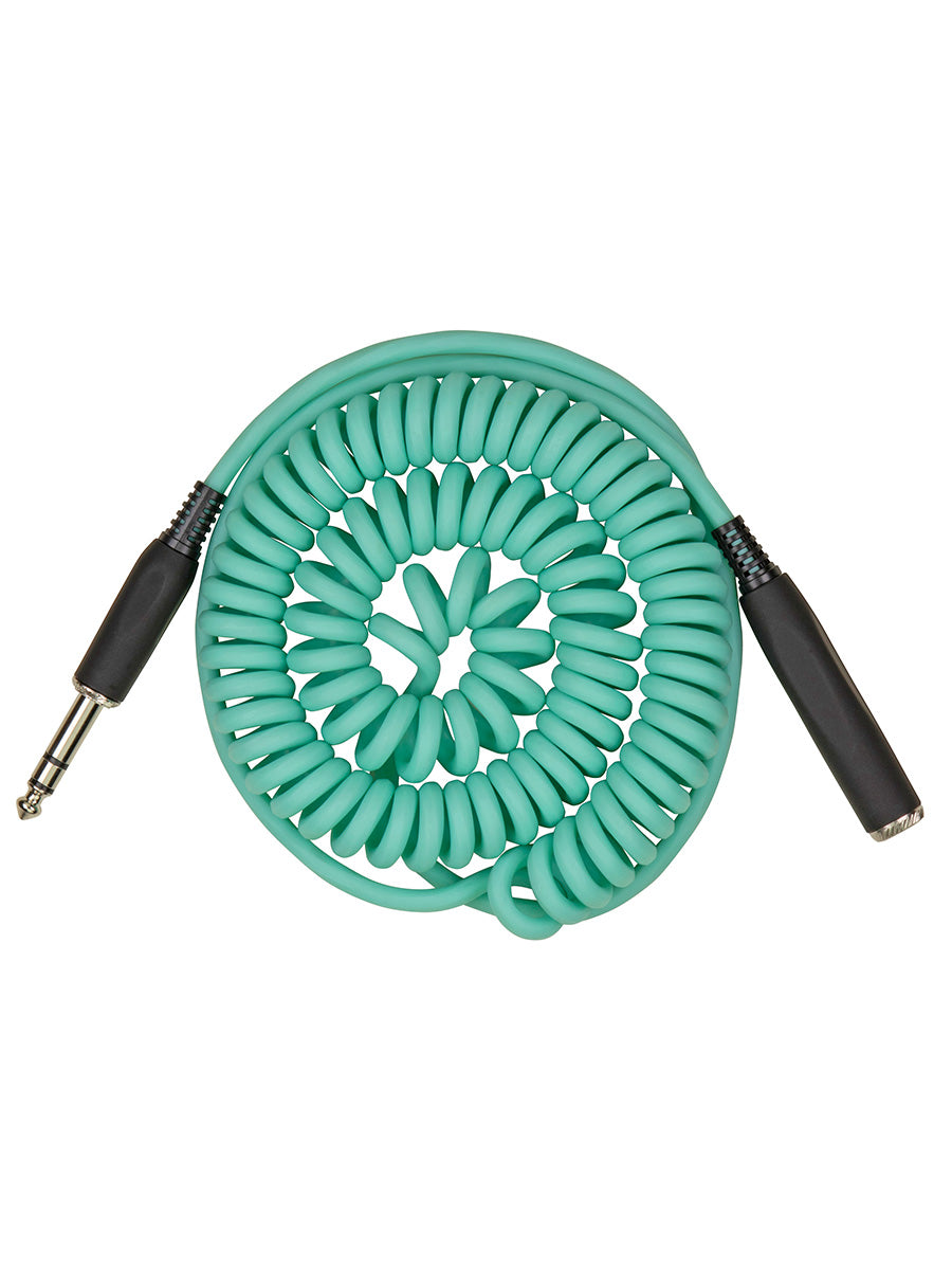 Hex Series Coiled Headphone Extension Cable, 1/4" - 25ft - Seafoam Green