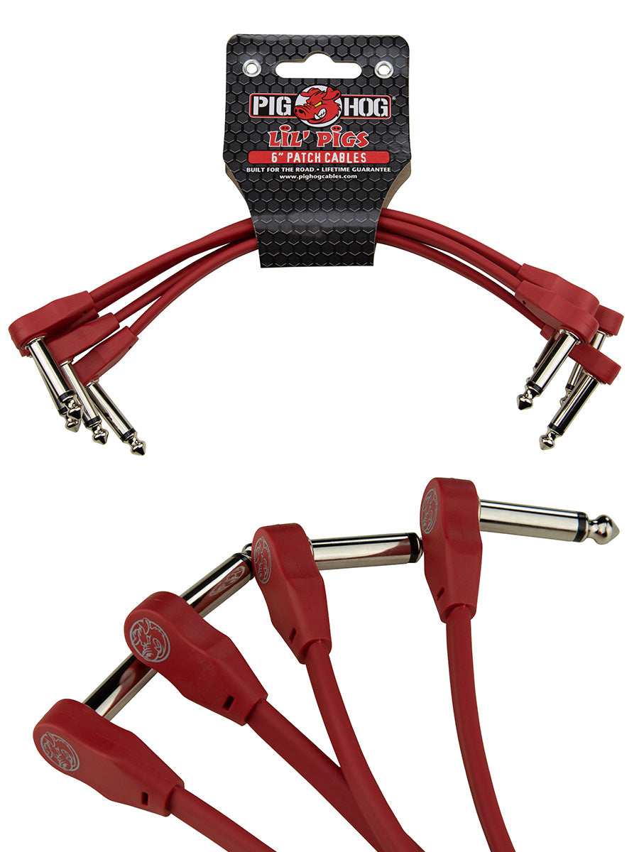 Pig hog Low Profile Patch cable 6' Candy Apple Red