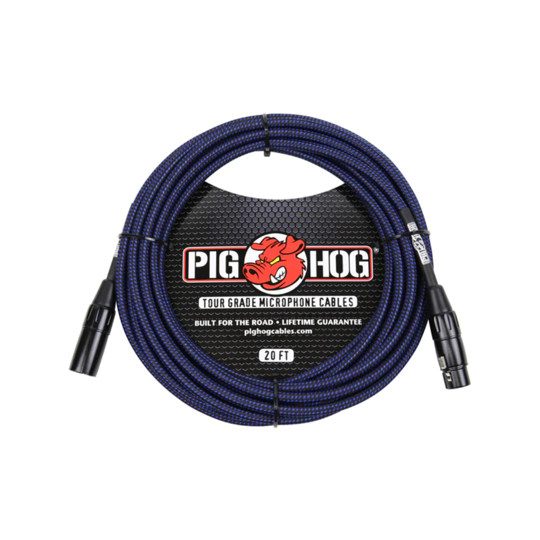 Pig Hog Black & Blue Woven Mic Cable, 20ft XLR
