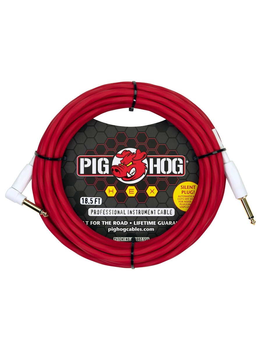 Hex Series Silent Cable 18.6 ft Candy Apple Red right angle