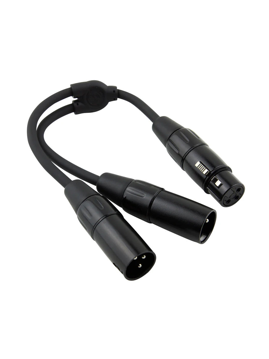 6" Y Cable, XLR(F)-Dual XLR(M)