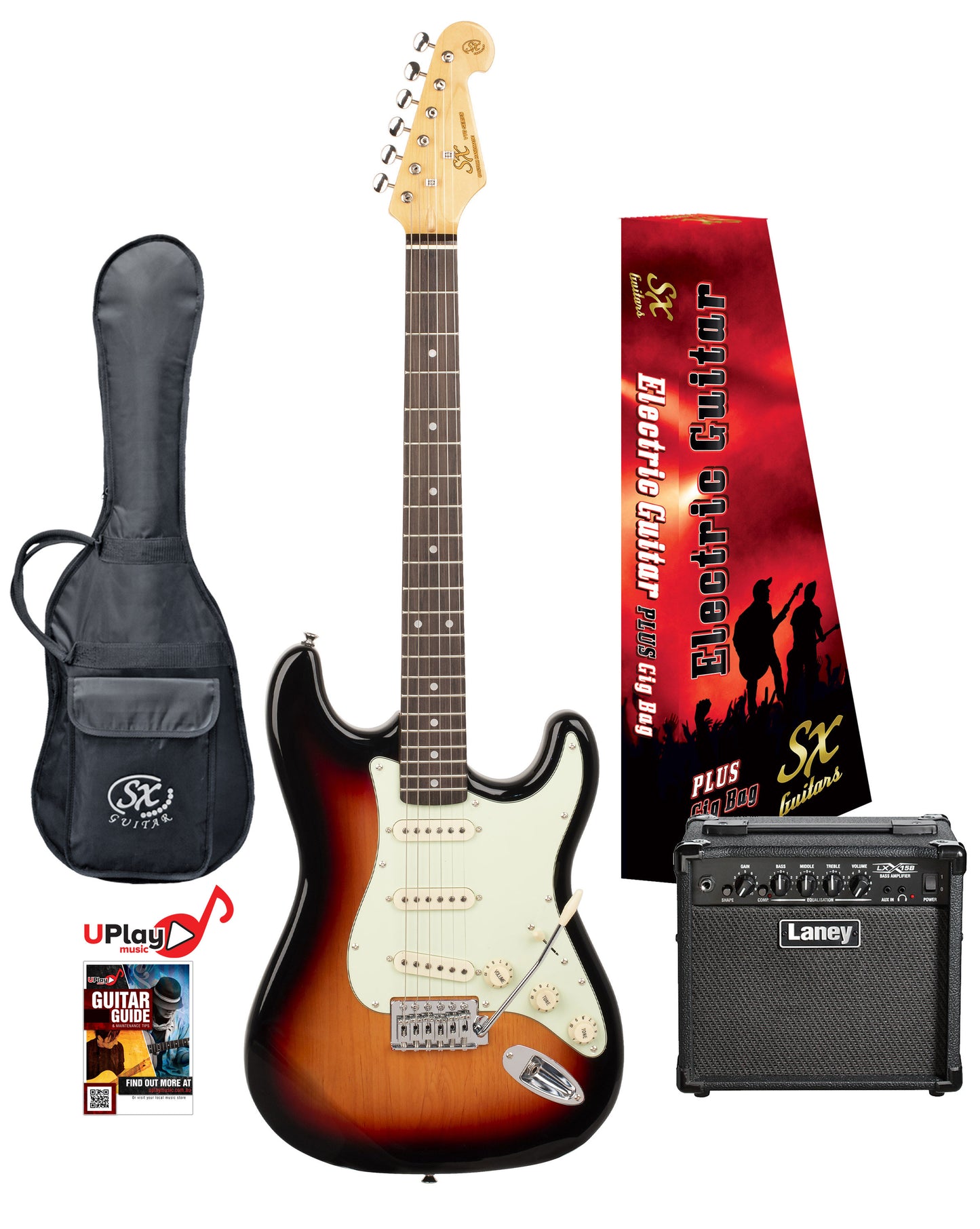 SX 3/4 Student Electric Guitar Pack w/ Laney Amp - Multiple Colours Available