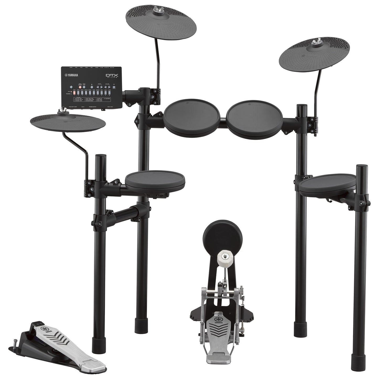 Yamaha DTX432K electronic drum kit – front view on four-leg rack