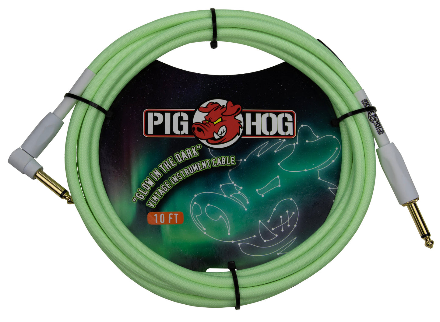 Pig Hog "Glow in the Dark" Instrument Cable, 10ft Right Angle
