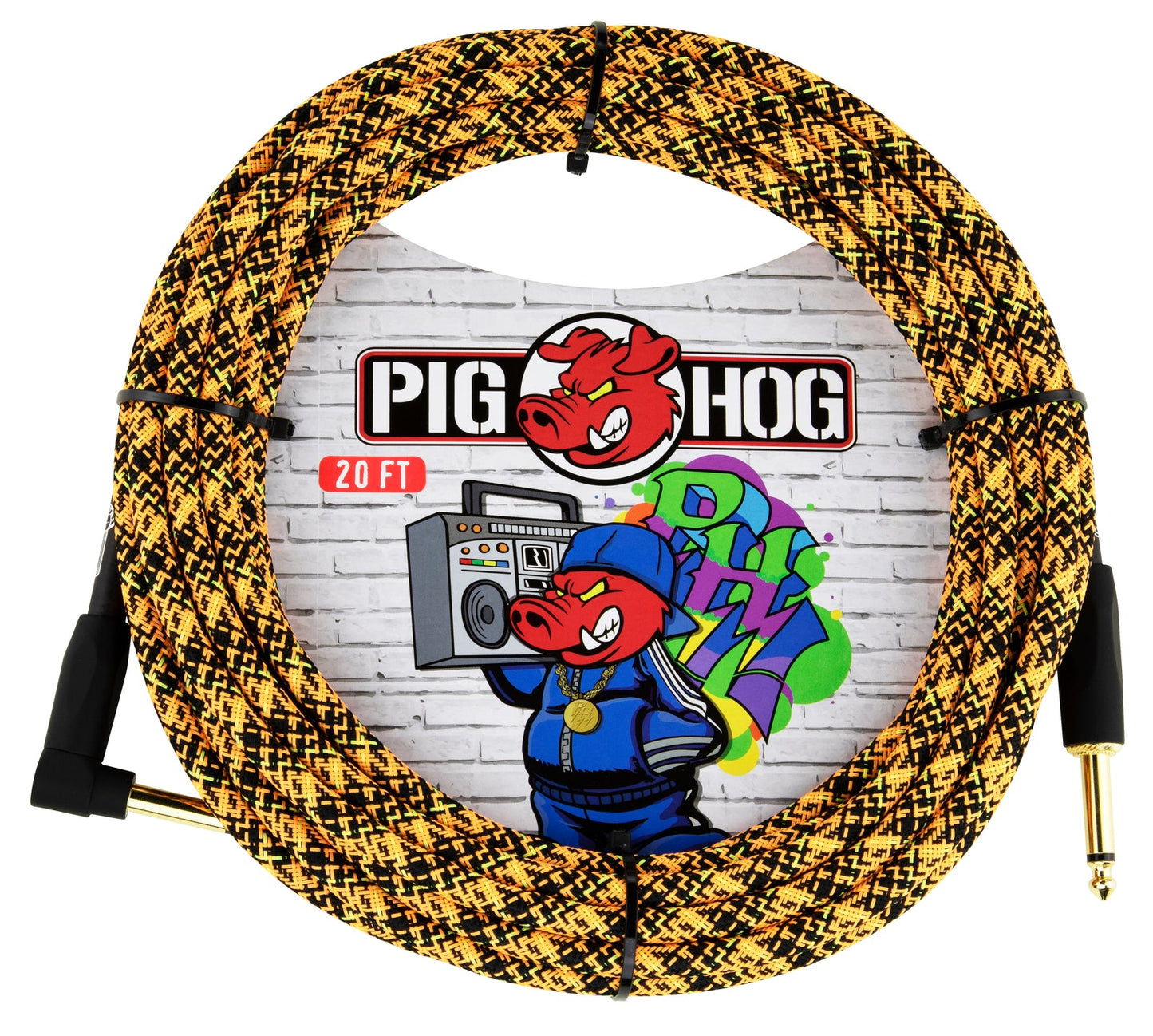 Pig Hog "Graffiti Orange" Instrument Cable, 20ft RA
