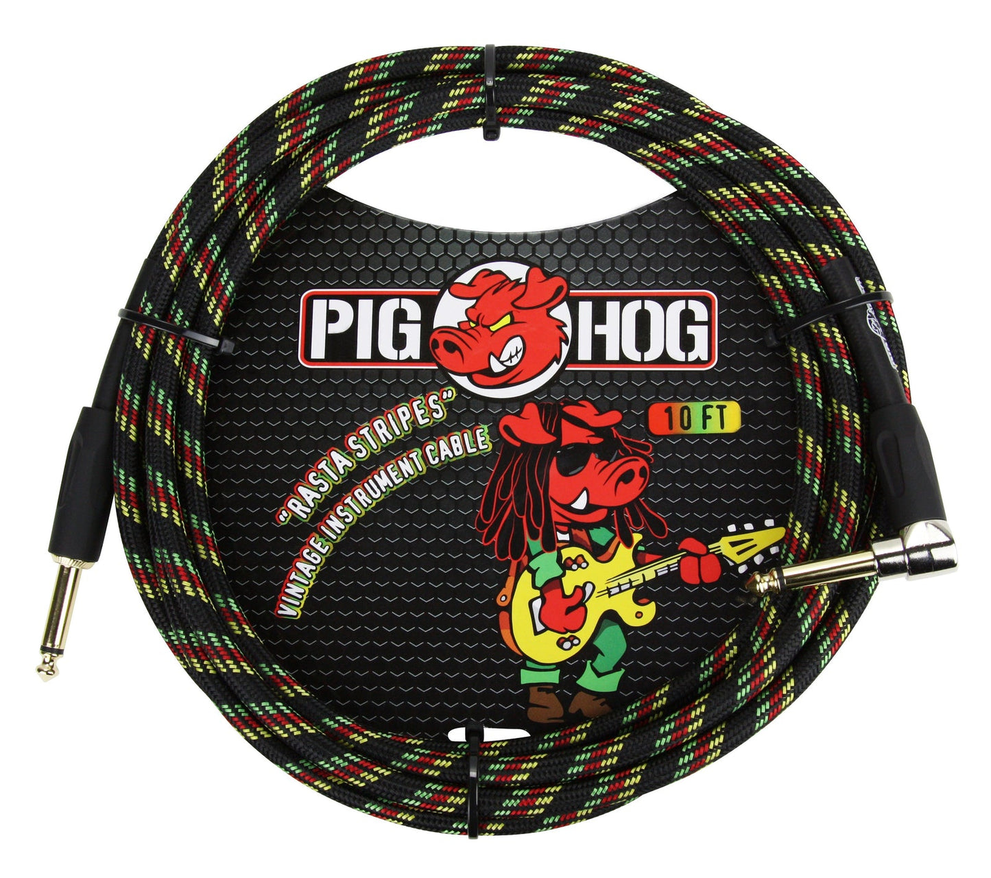 Pig Hog "Rasta Stripes" Instrument Cable, 10ft RA