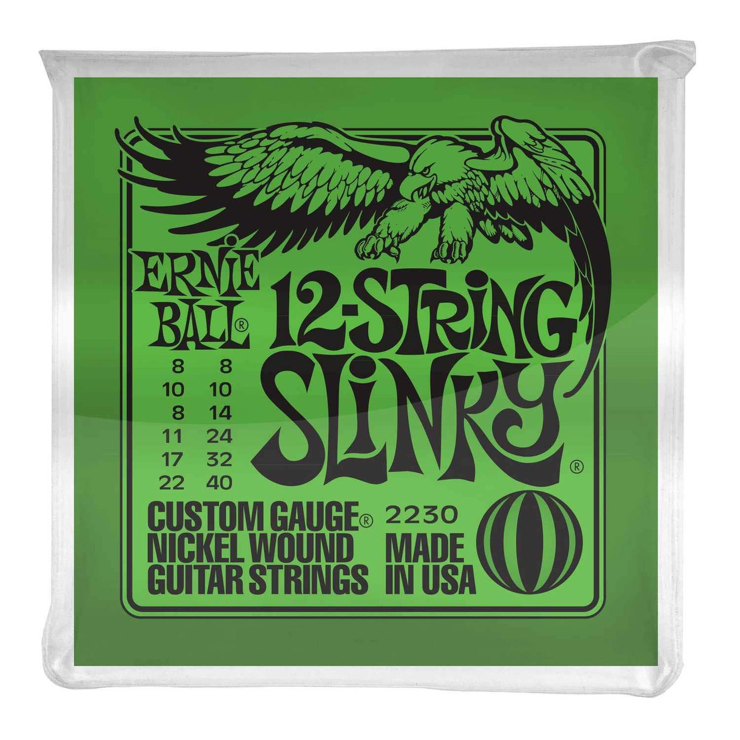 Ernie Ball 12-String Slinky Nickel Wound Electric Guitar Strings, 8-40 Gauge