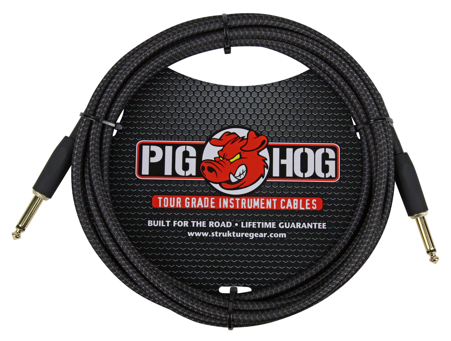 Pig Hog 10ft Instrument Cable (Straight angle) - Black Woven