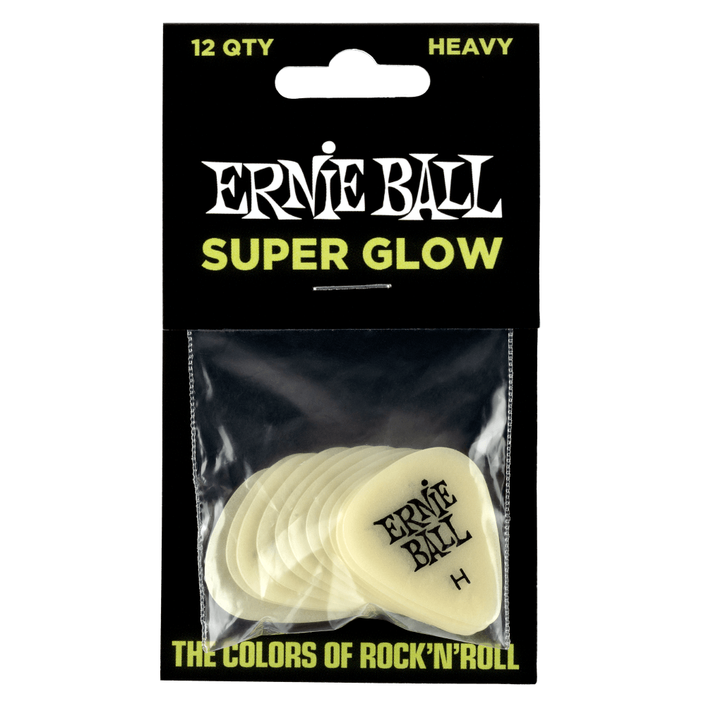 Ernie Ball Super Glow Cellulose Picks - 12 pack (Heavy)