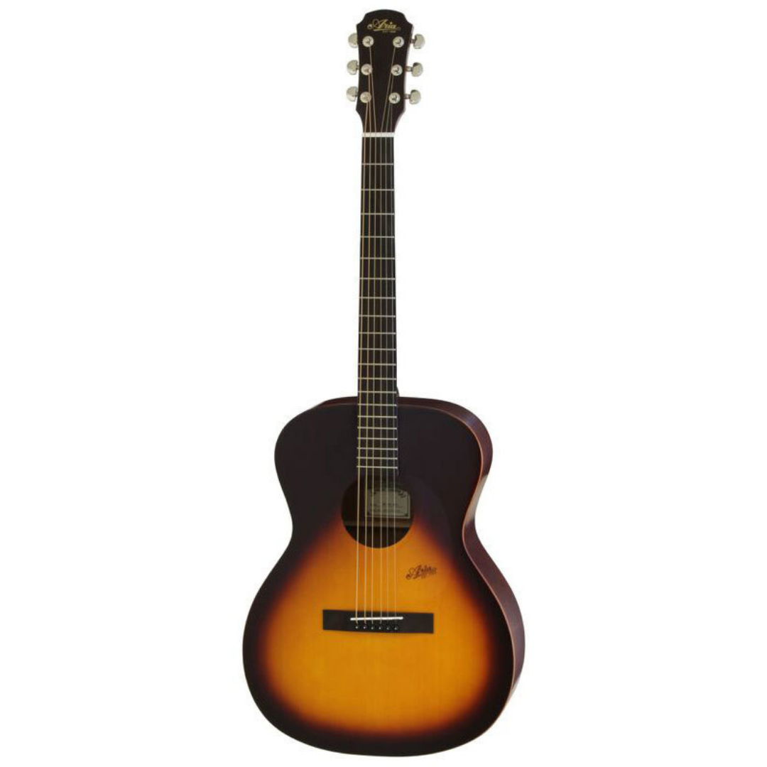 Aria MF200 Mayfair Folk Body Acoustic Guitar in Matt Tobacco Sunburst