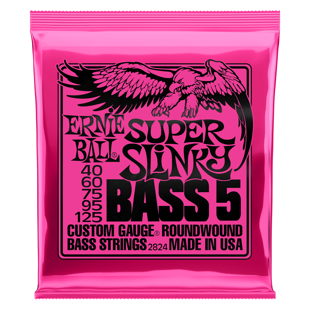 Ernie Ball Super Slinky 5-String Nickel Wound Electric Bass Strings, 45-125 Gauge