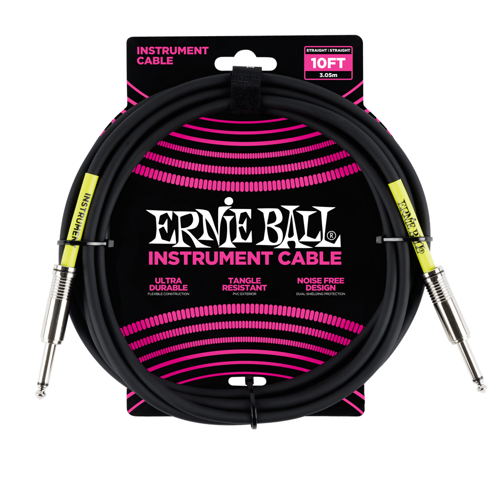 Ernie Ball 10ft Straight/ Straight Instrument Cable - Black