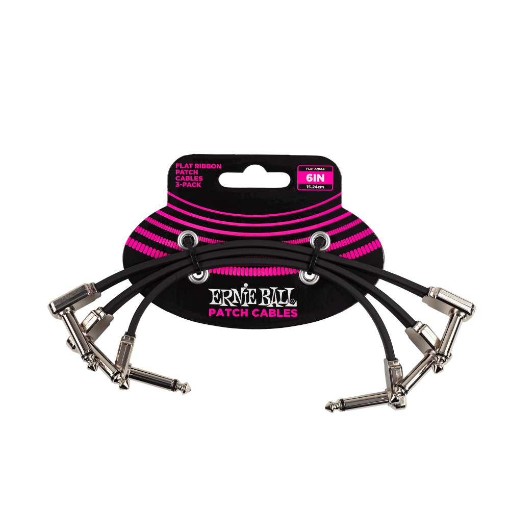 Ernie Ball 6" Flat Ribbon Patch Cable 3-Pack - Black