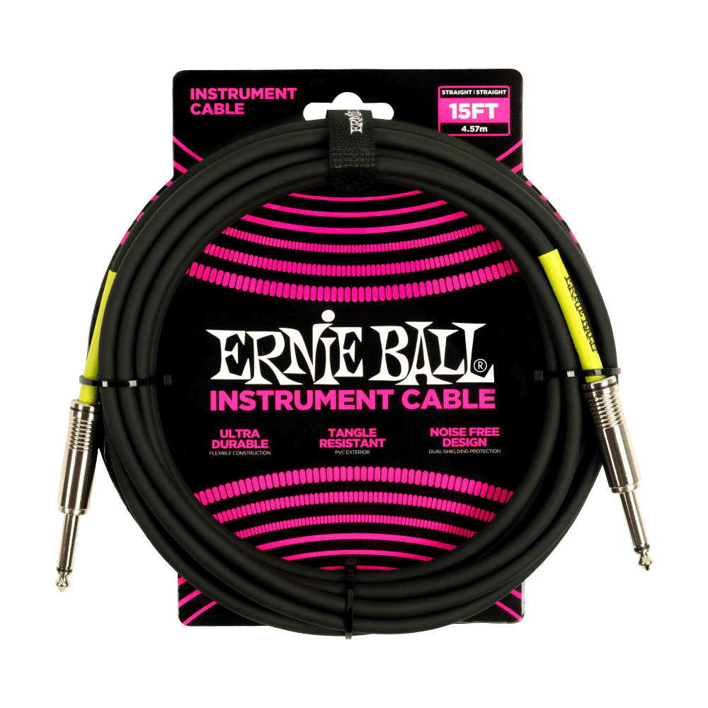 Ernie Ball 15ft Straight / Straight Instrument Cable - Black