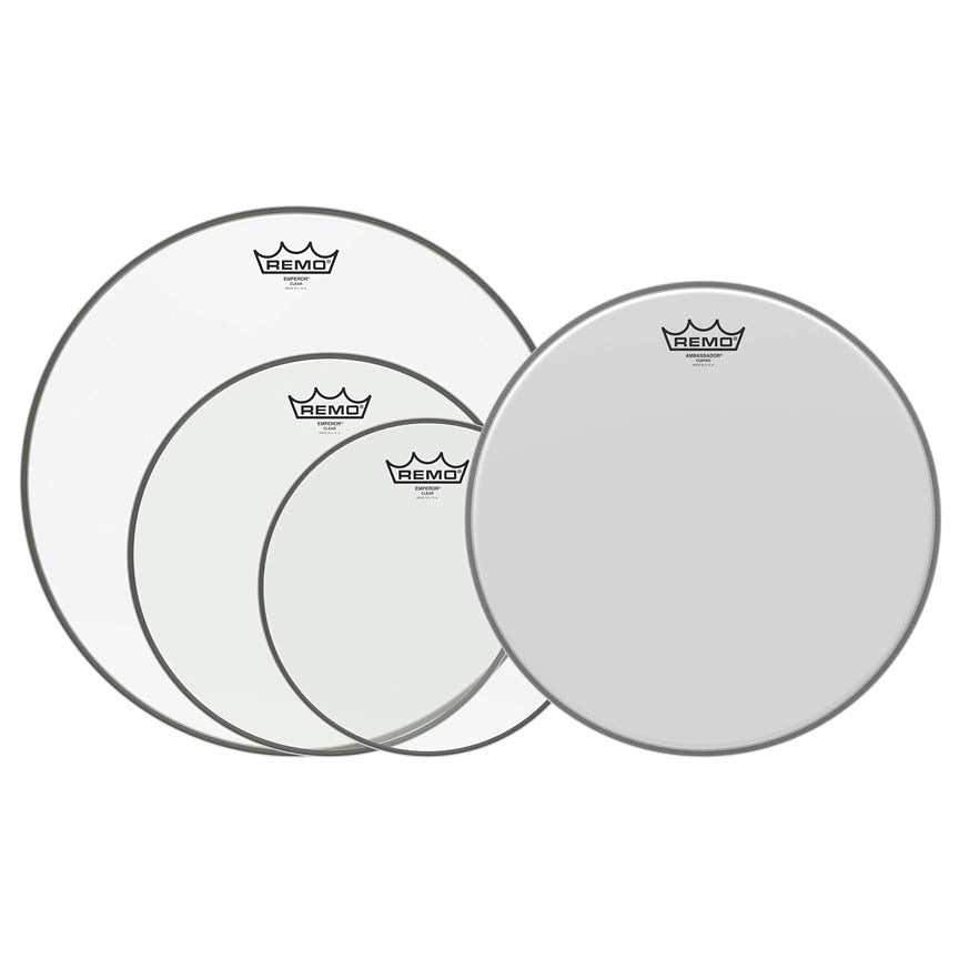 Remo Clear Emperor Fusion+ Pro Pack - 10", 12", 16" w/ Bonus 14" Coated Ambassador