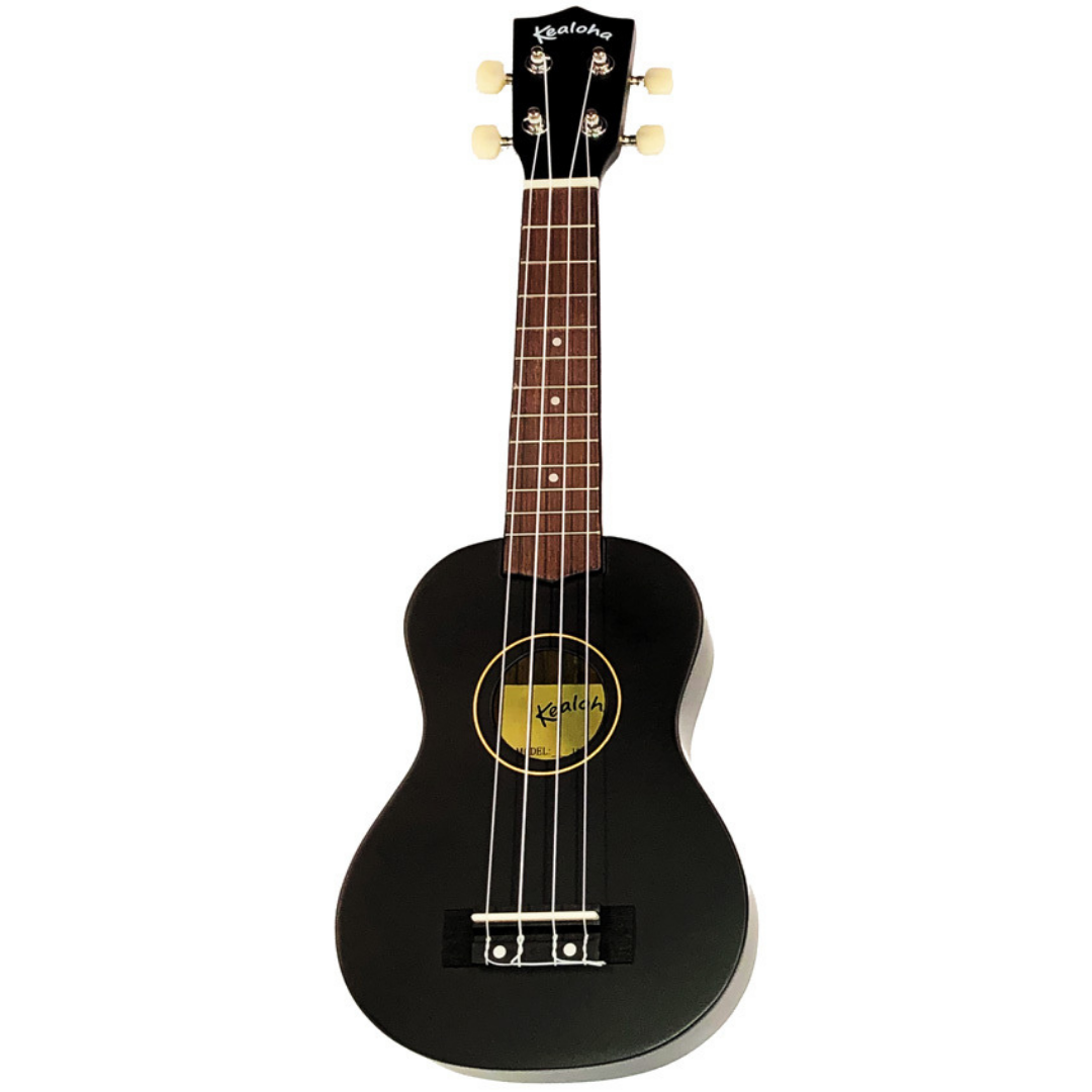 Kealoha Wooden Coloured Series Soprano Ukulele with Bag - Black