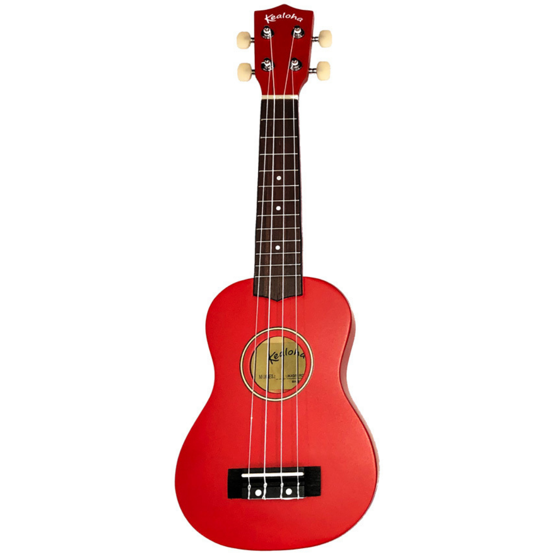 Kealoha Wooden Coloured Series Soprano Ukulele with Bag - Red