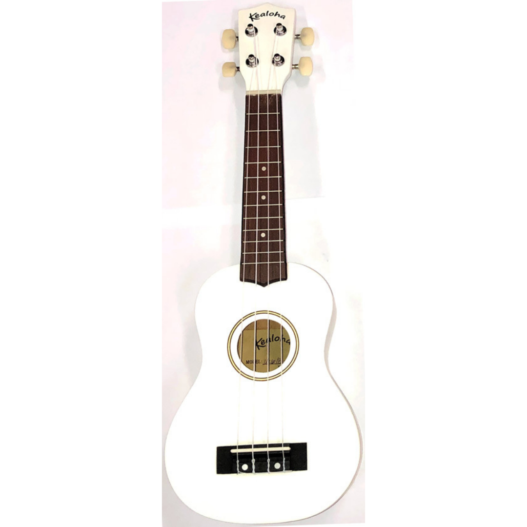 Kealoha Wooden Coloured Series Soprano Ukulele with Bag - White