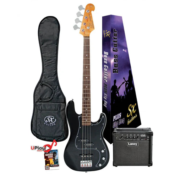 SX Student Bass Guitar Pack w/ Laney Amp - Multiple Colours Available