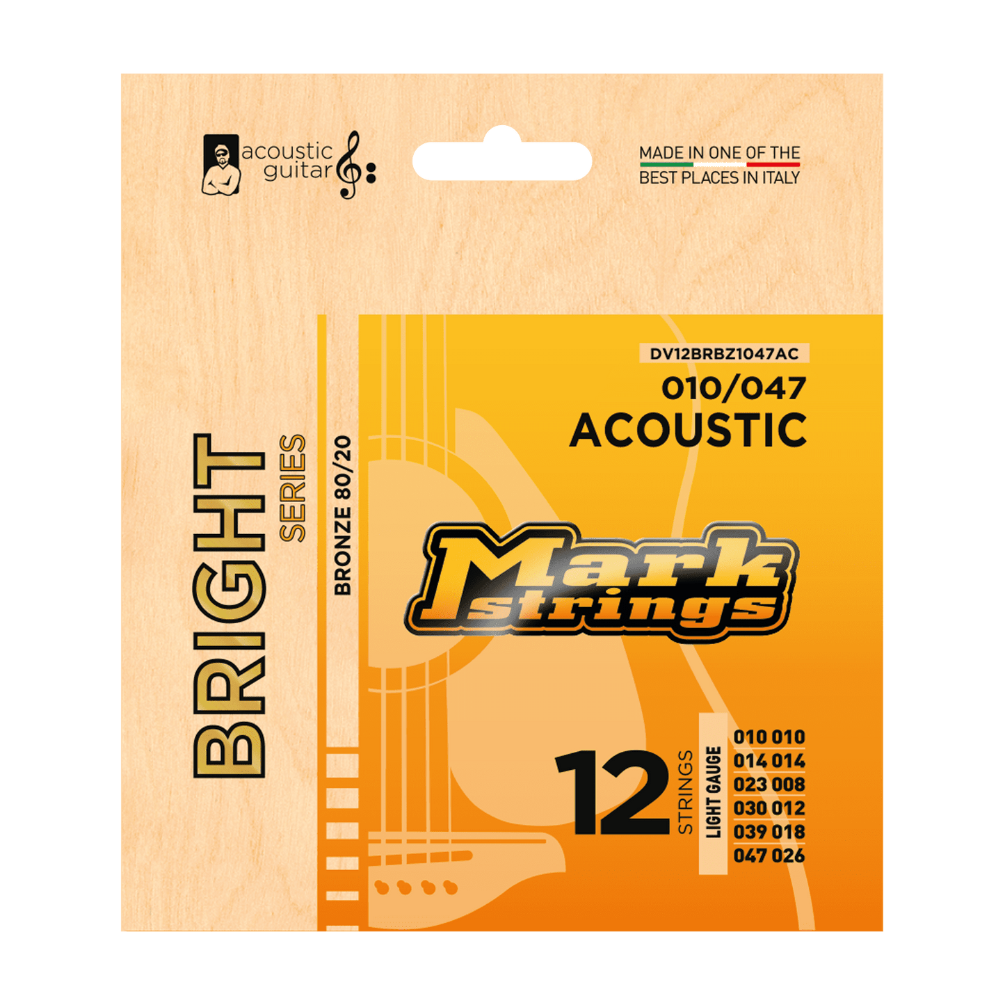 BRIGHT SERIES 12ST ACOUSTIC GUITAR 80/20 BRONZE 10/47