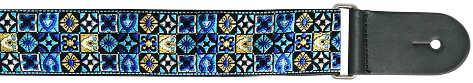 XTR 2" Vintage Jacquard Weave Guitar Strap - Blue/Gold
