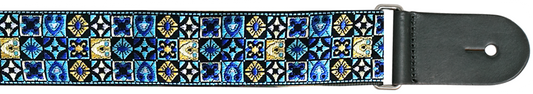 XTR 2" Vintage Jacquard Weave Guitar Strap - Blue/Gold