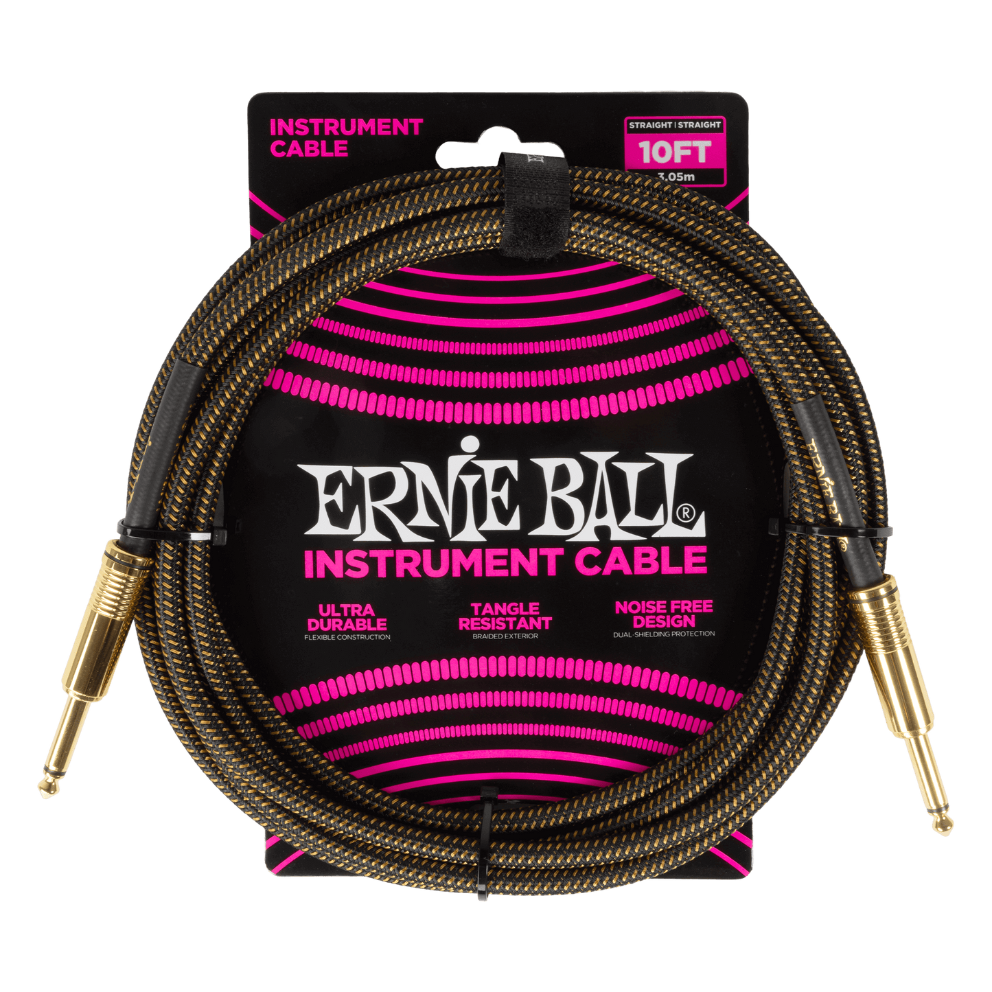Ernie Ball 10ft Braided Straight / Straight Instrument Cable - (Pay Dirt)