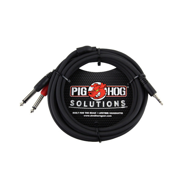 PIG HOG SOLUTIONS - 10FT STEREO BREAKOUT CABLE, 3.5MM TO DUAL 1/4"