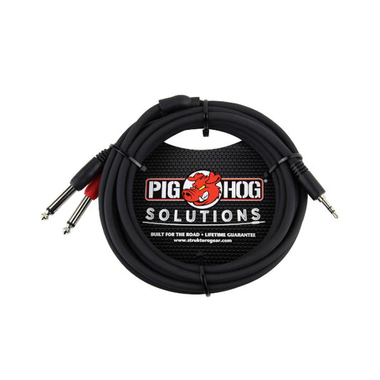 PIG HOG SOLUTIONS - 10FT STEREO BREAKOUT CABLE, 3.5MM TO DUAL 1/4"