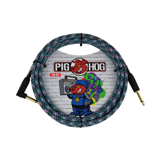 Pig Hog "Graffiti Blue" Instrument Cable, 10ft RA