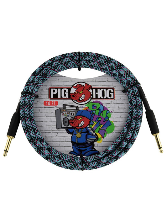 Pig Hog Graffiti Blue Instrument Cable- 10ft