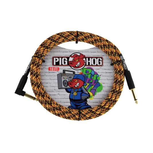 Pig Hog "Graffiti Orange" Instrument Cable, 10ft RA