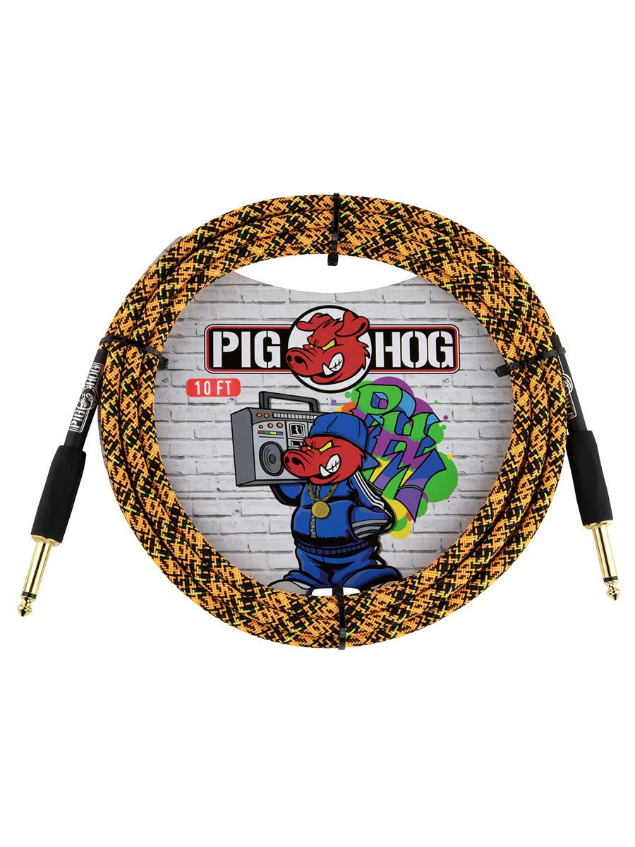 Pig Hog Graffiti Orange Instrument Cable-10ft